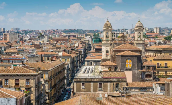 Vista Panorámica Catania Desde Cúpula Badia Sant Agata Con Iglesia — Foto de Stock