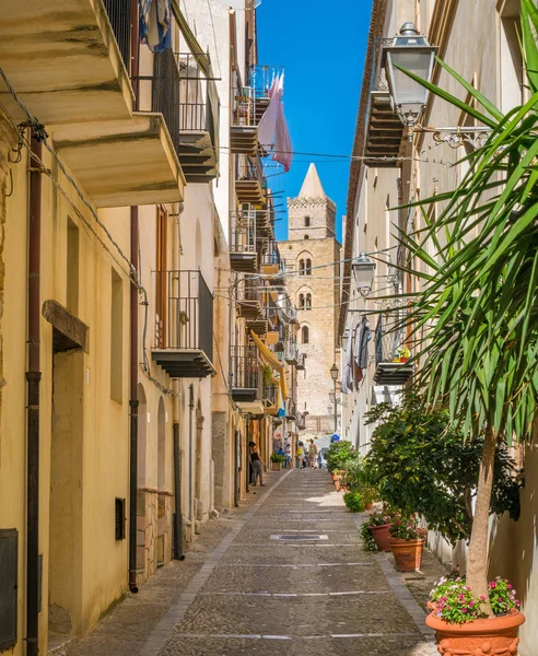 Una Acogedora Calle Cefalu Rica Detalles Colores Sicilia Sur Italia — Foto de Stock