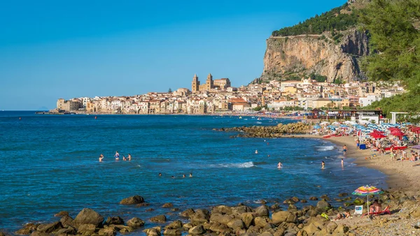 Vista Panorâmica Cefalu Verão Sicília Sul Itália — Fotografia de Stock