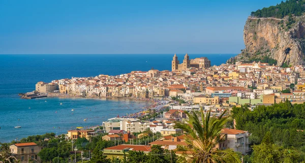 Panoramisch Uitzicht Cefalu Zomer Sicilië Sicilia Zuid Italië — Stockfoto