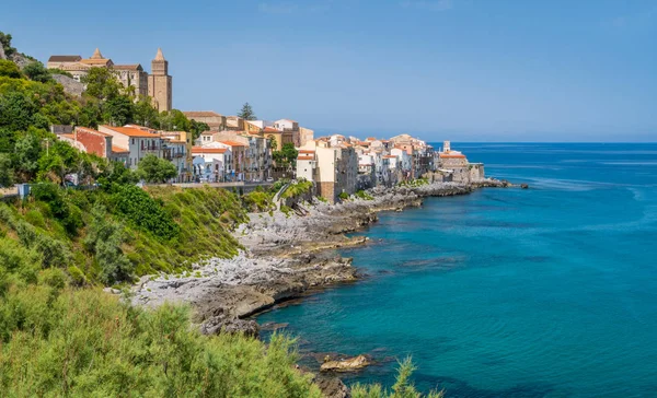 Pintoresco Paseo Marítimo Cefalu Soleado Día Verano Sicilia Sur Italia — Foto de Stock