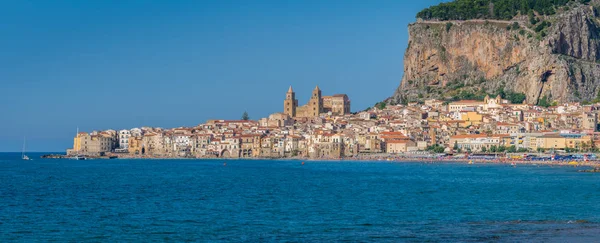 Vista Panorâmica Cefalu Verão Sicília Sul Itália — Fotografia de Stock