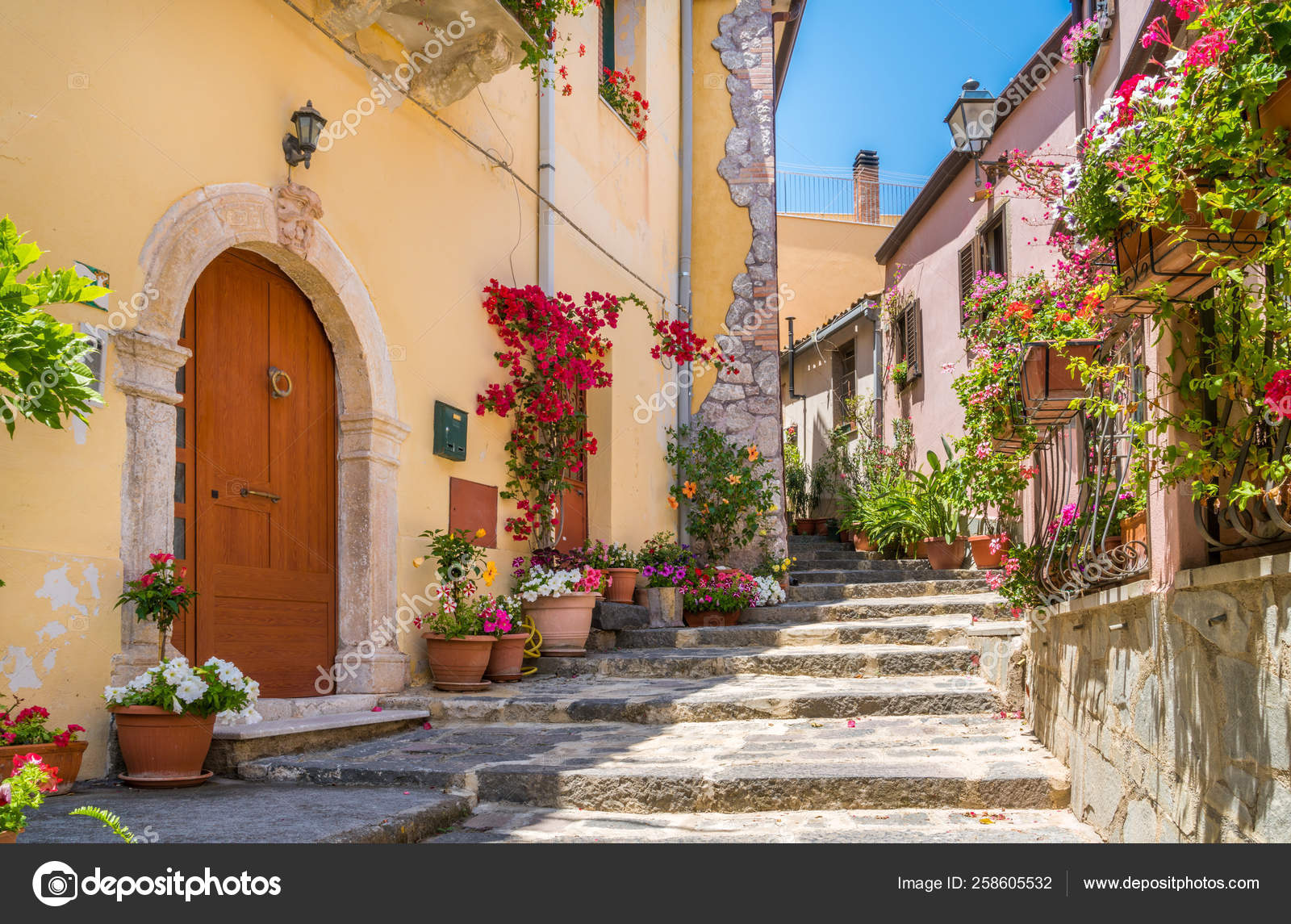 Scenic View Forza D Agro Picturesque Town Province Messina Sicily Southern Stock Photo By C E55evu