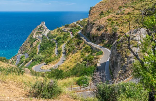 Panoramatický Výhled Forzy Agr Hradem Saracen Pozadí Provincie Messina Sicílie — Stock fotografie
