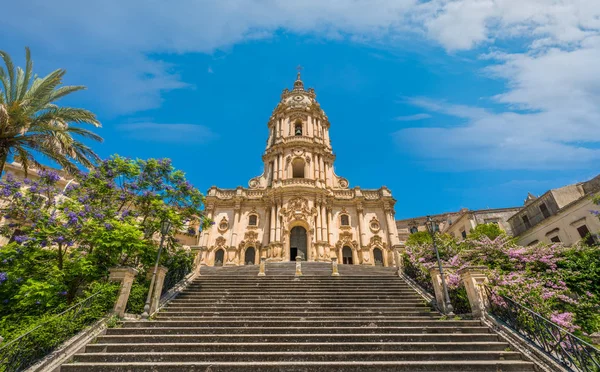 Duomo Von San Giorgio Modica Schönes Beispiel Sizilianischer Barockkunst Sizilien — Stockfoto