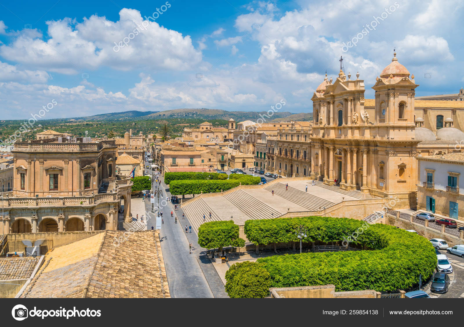 Panoramic View Noto Cathedral Palazzo Ducezio Province Siracusa Sicily  Italy — Stock Editorial Photo © e55evu #259854138, image size:1600x1129
