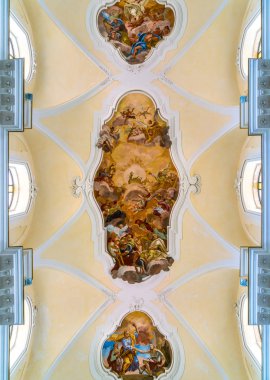 Frescoed vault in San Carlo Church in Noto. Province of Syracuse, Sicily, Italy. July-12-2018 clipart