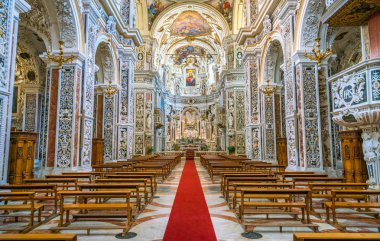 Interior sight in the baroque Church of the Ges in Palermo. Sicily, Italy. July-07-2018 clipart