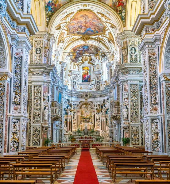 Vue Intérieure Église Baroque Des Ges Palerme Sicile Italie Juillet — Photo