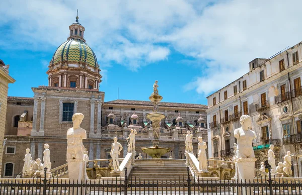 Famosa Fonte Pretoriana Fontana Pretoria Palermo Sicília Sul Itália — Fotografia de Stock