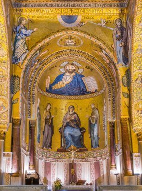Palermo Norman Sarayı (Palazzo dei Normanni) gelen Palatine Şapel. Sicilya, İtalya. Temmuz-12-2018