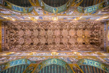 Palermo Norman Sarayı (Palazzo dei Normanni) gelen Palatine Şapel. Sicilya, İtalya. Temmuz-12-2018