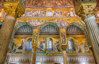 Palermo Norman Sarayı (Palazzo dei Normanni) gelen Palatine Şapel. Sicilya, İtalya. Temmuz-12-2018