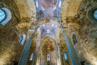 Palermo San Cataldo Kilisesi'nde iç görüş. Sicilya, İtalya. Temmuz-05-2018