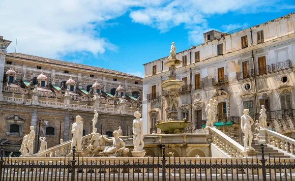 Famosa Fonte Pretoriana Fontana Pretoria Palermo Sicília Sul Itália — Fotografia de Stock