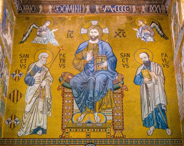 Palermo Norman Sarayı (Palazzo dei Normanni) gelen Palatine Şapel. Sicilya, İtalya. Temmuz-12-2018