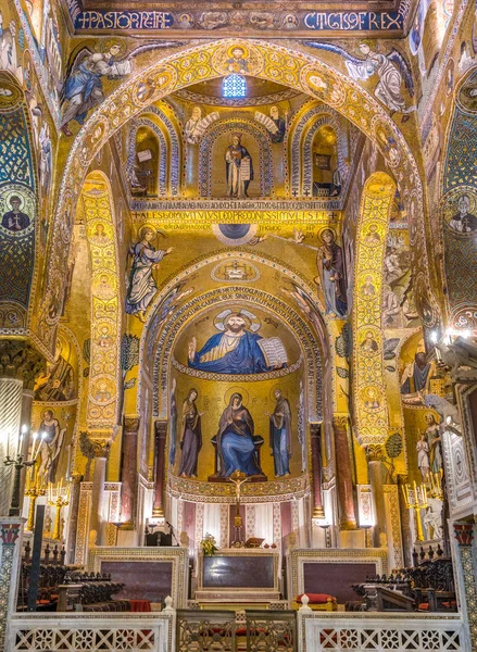 帕拉廷教堂从诺曼宫 帕拉佐迪诺曼尼 在巴勒莫 意大利西西里岛七月 2018 — 图库照片