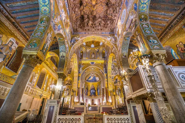 Palatinus Kápolna Normann Palotától Palazzo Dei Normanni Palermóban Szicília Olaszország — Stock Fotó