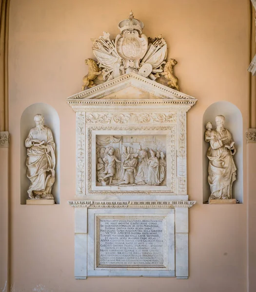 Bas Relief Coronation Vittorio Amedeo Savoia Portico Palermo Cathedral Sicily — Stock Photo, Image