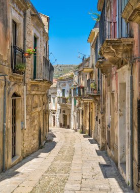 Ragusa Ibla'da bir yaz gününde manzara, Sicilya, Güney İtalya.