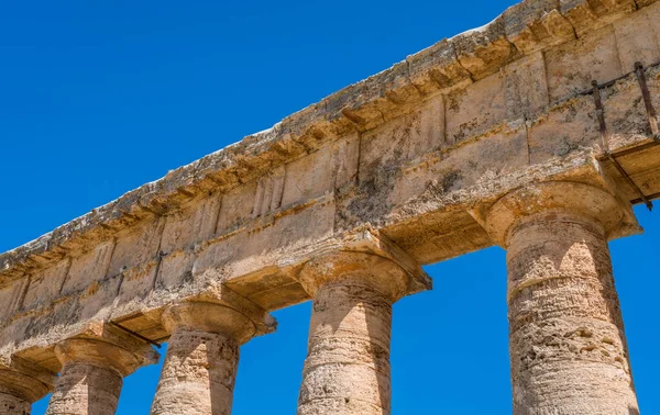 Detalhe Templo Vênus Segesta Antiga Cidade Grega Sicília Sul Itália — Fotografia de Stock