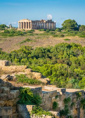 Selinunte harabeleri, arkeolojik sit alanı ve Sicilya antik Yunan kenti, İtalya.