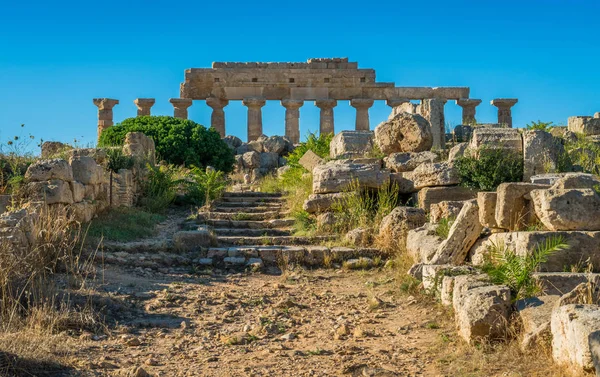 Zříceniny Selinunte Archeologického Naleziště Starověkého Řeckého Města Sicílii Itálie — Stock fotografie