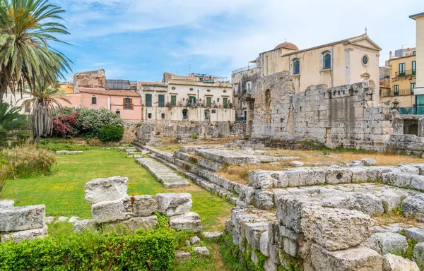 Siracusa Eski Şehir Ortigia Apollon Tapınağı Sicilya Güney Talya — Stok fotoğraf