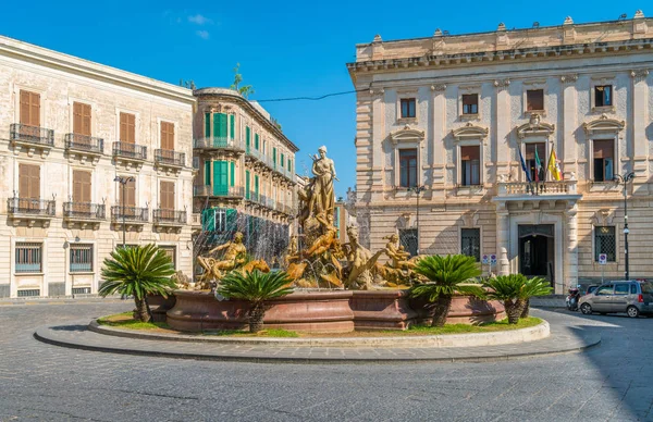 Diana Fontein Siracusa Oude Stad Ortigia Sicilië Zuid Italië — Stockfoto