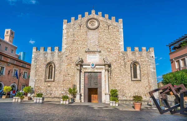 Duomo Taormina Soleggiato Pomeriggio Estate Sicilia Italia Meridionale — Foto Stock