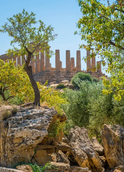 Veduta Panoramica Del Tempio Giunone Nella Valle Dei Templi Agrigento — Foto Stock