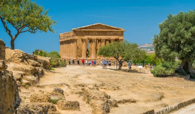 Concordia Tapınağı, Tapınaklar Vadisi'nde. Agrigento, Sicilya, Güney İtalya.