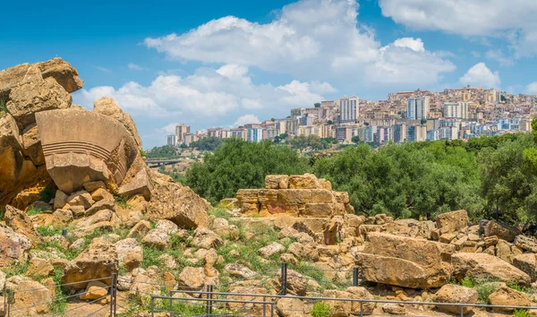 Vista Panorâmica Cidade Agrigento Vista Vale Dos Templos Sicília Sul — Fotografia de Stock