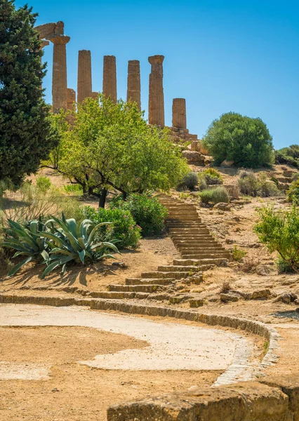 Vista Panorâmica Templo Juno Vale Dos Templos Agrigento Sicília Sul — Fotografia de Stock