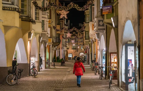 Bressanone Durante Natal Noite Trentino Alto Adige Norte Itália Dezembro — Fotografia de Stock