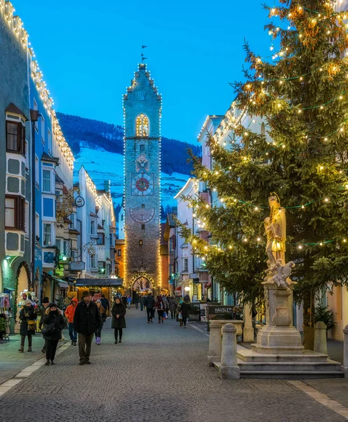 Vipiteno Christmas Time Evening Trentino Alto Adige Italy December 2018 — Stock Photo, Image