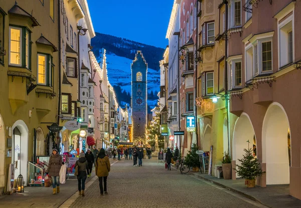 Akşam Noel Saatinde Vipiteno Trentino Alto Adige Talya Aralık 2018 — Stok fotoğraf