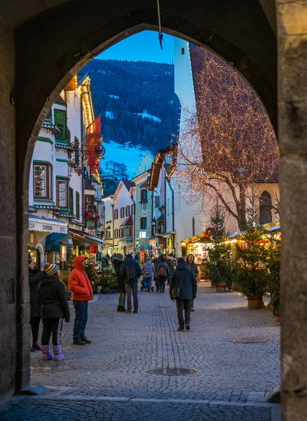 Vipiteno Christmas Time Evening Trentino Alto Adige Italy December 2018 — Stock Photo, Image