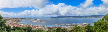 Castelo do Castro'dan Vigo'da panoramik manzara, Galiçya, İspanya