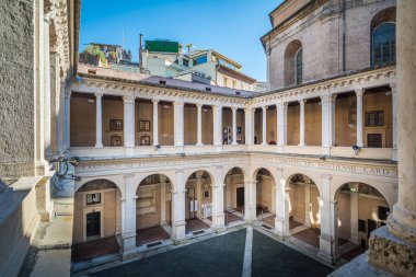 Bramante's Cloister in Santa Maria della Pace, baroque church near Piazza Navona, February-07-2017 clipart