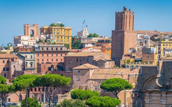 Vista Panorámica Foro Romano Con Torre Milicia Mercado Trajano Roma — Foto de Stock