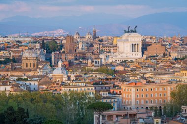 Altare della Patria ile Gianicolo Teras Panorama, Roma, İtalya.