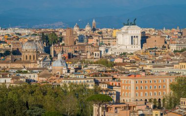Panorama from the Gianicolo Terrace with the Altare della Patria, in Rome, Italy. clipart
