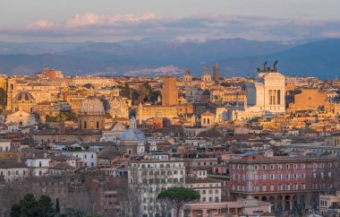Altare della Patria ile Gianicolo Teras Panorama, Roma, İtalya.