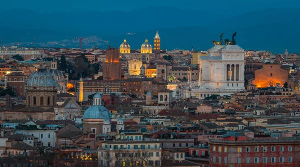 Római Panoráma Naplementekor Gianicolo Hegy Teraszáról — Stock Fotó