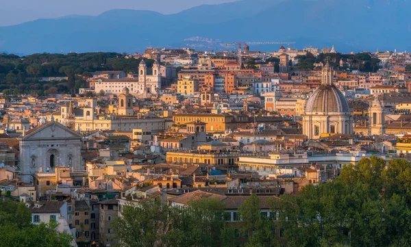 Вечерняя Панорама Тринитом Деи Монти Террасы Джаниколо Риме Италия — стоковое фото
