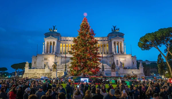 Piazza Venezia Rómában Karácsonykor 2018 — Stock Fotó