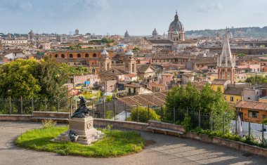 Panoramic sight from the Pincio Terrace with the dome of the Basilica of Ambrogio e Carlo al Corso, Rome, Italy. clipart