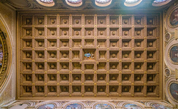 Teto Ornamentado Basílica São Lourenço Damaso Roma Itália Abril 2018 — Fotografia de Stock