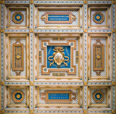 Carmelite Coat of Arms in the ceiling of San Martino ai Monti Church in Rome, Italy. March-25-2018 clipart